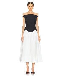 Jonathan Simkhai - Vestido A Media Pierna Con Un Hombro Descubierto Cersei En Color Negro, Blanco Talla En - Lyst
