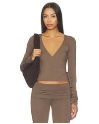 ÉTERNE - Soft Jersey Wrap Top - Lyst