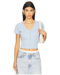 Goldie - Cárdigan De Manga Corta De Punto Pointelle En Color Bebe Azul Talla En - Lyst
