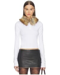 we11done - Faux Fur Collar T-Shirt - Lyst