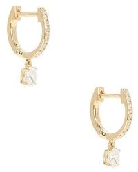 EF Collection - Oval Drop Diamond Mini Huggie Earrings - Lyst