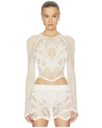Halo - Crochet Ls Top - Lyst