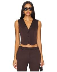 SER.O.YA - Satin Button-Front Cropped Vest - Lyst