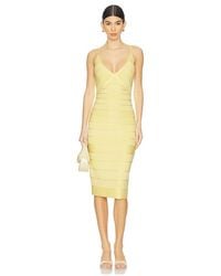 Hervé Léger - Vestido Midi Rowan En Color Amarillo Talla (También En M) - Lyst