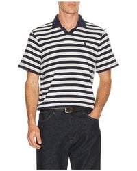 Polo Ralph Lauren - Short Sleeve Cotton Club Stripe Textured Fully Fashioned Johnny Collar Polo - Lyst