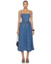 AKNVAS - Eryn Midi Denim Dress With 3D Rose Detail - Lyst