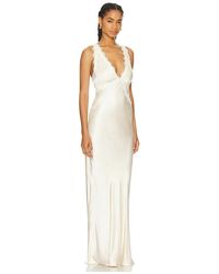 chinese dress ladies La Lune Cumulus Silk Backless Lace Split Maxi Dress | Ivory | Dresses