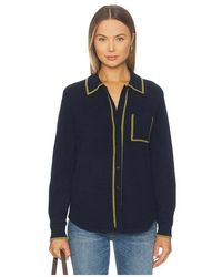 White + Warren - Cashmere Tipped Button Shirt - Lyst
