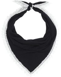 Ganni - Wool Lace Triangular Scarf - Lyst