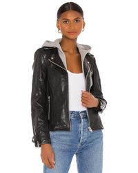 lamarque leather hooded jacket