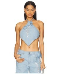 Area - Crystal Rosette Handkerchief Top - Lyst