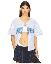 YUHAN WANG - Camisa De Rayas Estampadas. En Color Azul Talla (También En S) - Lyst