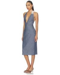 Milkwhite - Midi V-Neck Dress With Flower Detail - Lyst