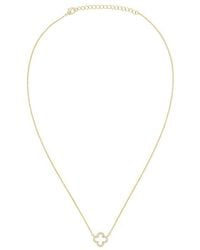 By Adina Eden - Pave Outlined Four Leaf Clover Necklace - Lyst