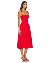 theresa midi corset dress in red Stretch Satin Corset Back Midi Dress In Matador Red