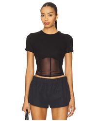 Michael Lauren - Ember Rib Mesh Corset Tee - Lyst