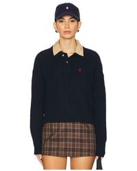 Polo Ralph Lauren - Camisa Polo De Lana Y Cachemira Con Patrón De Cable. En Color Azul Marino Talla (También En M, S, Xs) - Lyst