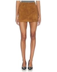 AEXAE - Lamb Leather Suede Mini Skirt - Lyst