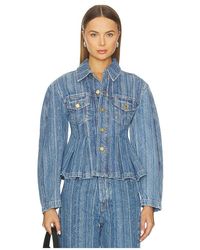 Ganni - Structured Denim Fitted Jacket - Lyst