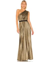 BCBGMAXAZRIA Pleated One-shoulder Gown - Metallic
