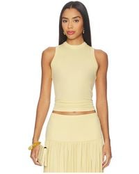 AYA MUSE - Camiseta Sin Mangas De Cuello Alto De Jersey En Color Amarillo Talla (También En Xs, S, M) - Lyst