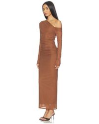 Nia Lyra One-Shoulder Long Sleeve Dress in Brown | Lyst
