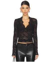 Free People - Lace Long Sleeve Sheer Top - Lyst