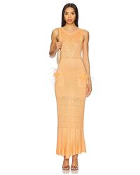 Andreeva - Knit Dress With Ostrich Feathers Details - Lyst