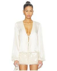 SNDY'S - Lucille Tie Front Long Sleeve Top - Lyst