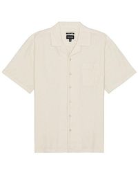 Brixton - Bunker Linen Blend Short Sleeve Camp Collar Shirt - Lyst