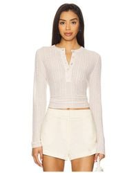 Vince - Top Henley De Punto Gofre En Color Crema Talla En - Lyst