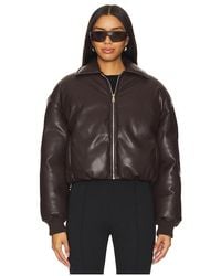 superdown - Faux Leather Ribbed Bomber Jacket - Lyst