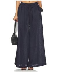 Susana Monaco - Solid Linen Wide Leg Elastic Pant - Lyst