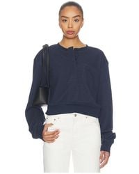 FRAME - The Striped Cuff Sweatshirt - Lyst