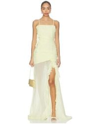 Runaway the Label - Eziya Ruched Frill Trim Maxi Dress - Lyst