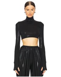 Norma Kamali - Cropped Slim Fit Long Sleeve Turtleneck Top - Lyst
