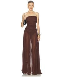 knee length dresses for ladies 21SIX Aurelia Silk Satin Flared Maxi Dress main image 0
