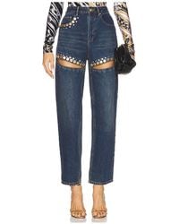 Area - Crystal Cut Out Straight Leg Jeans - Lyst