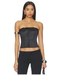 GUIZIO - Jean Lace Trim Satin Corset - Lyst