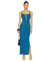 Indah - Soren Solid Maxi Slash Dress With Macrame Trim - Lyst