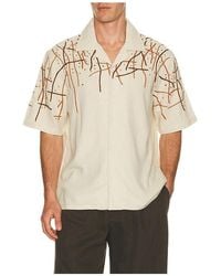 Pas Une Marque - Rooted Embroidery Linen Shirt - Lyst