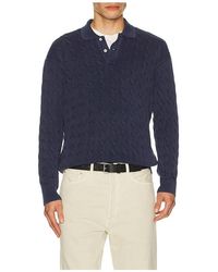 Polo Ralph Lauren - Long Sleeve Garment Dyed Cable Knit Polo Sweater - Lyst
