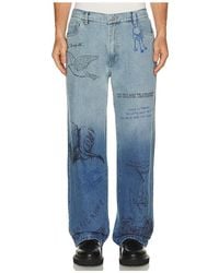 Pas Une Marque - Sketch Print Denim Pants - Lyst