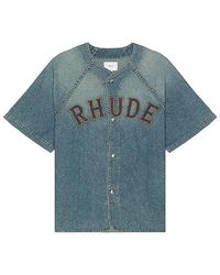 Rhude - Baseball Denim Shirt - Lyst