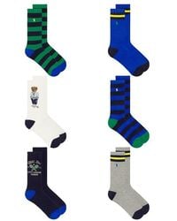 Polo Ralph Lauren - Assorted 6-Pack Athletic Club Polo Bear Crew Socks - Lyst
