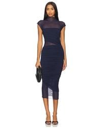 SER.O.YA - Mesh Ruched Mockneck Midi Dress - Lyst