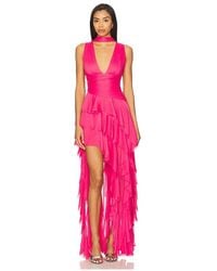 Alice + Olivia - Holly Ruffle Maxi Dress With Scarf - Lyst