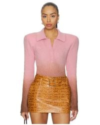 ROWEN ROSE - Long Sleeve Polo Top - Lyst