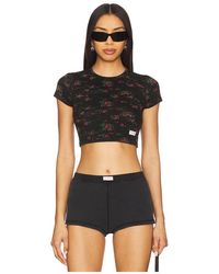 Alexander Wang - Camiseta Recortada De Manga Corta Bodywear En Color Negro Talla (También En Xs) - Lyst