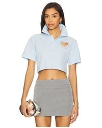 Area - Crystal Heart Cutout Cropped Polo Top - Lyst